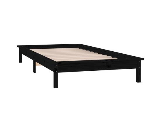 Cadru de pat cu led, negru, 100x200 cm, lemn masiv, 6 image