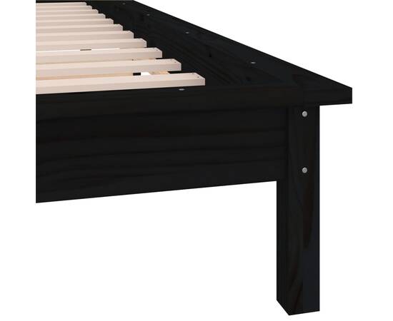 Cadru de pat cu led, negru, 100x200 cm, lemn masiv, 9 image