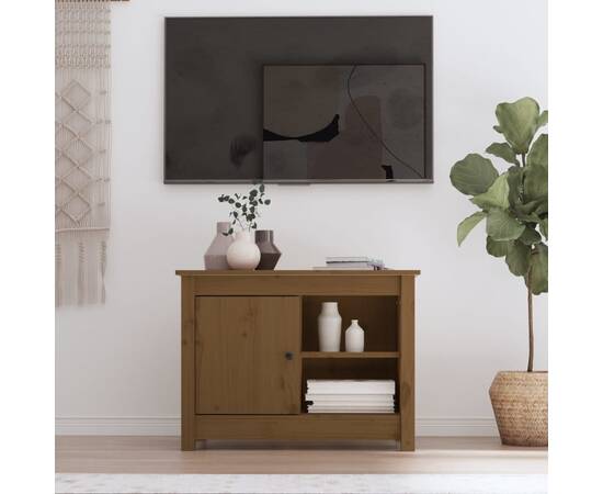 Comodă tv, maro miere, 70x36,5x52 cm, lemn masiv de pin