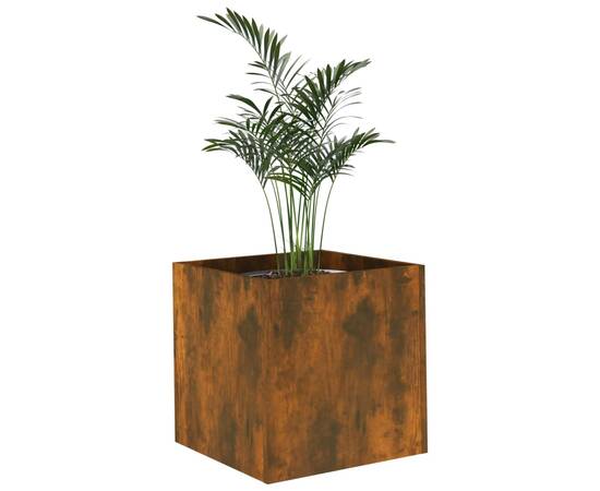 Jardinieră cutie, stejar fumuriu, 40x40x40 cm, lemn compozit, 4 image
