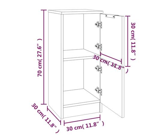 Servante, 2 buc., gri sonoma, 30x30x70 cm, lemn prelucrat, 9 image