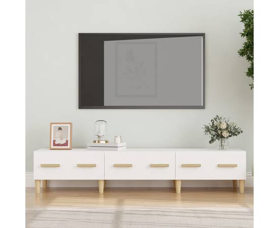Comodă tv, alb, 150x34,5x30 cm, lemn compozit