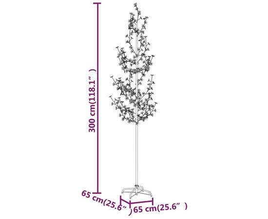 Copac cu flori de cireș cu led, 368 led-uri alb calde, 300 cm, 8 image