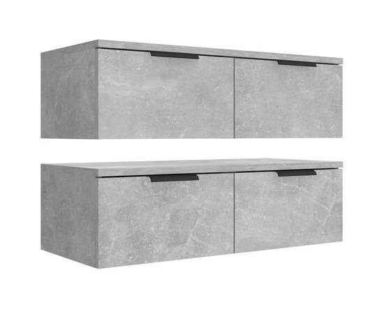 Dulapuri de perete 2 buc. gri beton 68x30x20 cm lemn compozit, 2 image