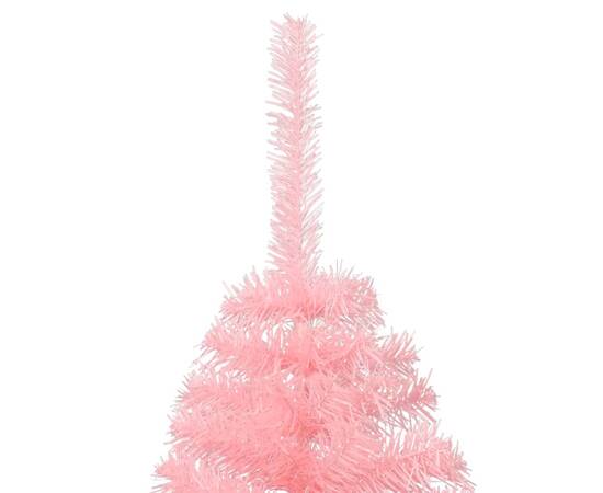 Jumătate brad de crăciun cu suport, roz, 120 cm, pvc, 6 image