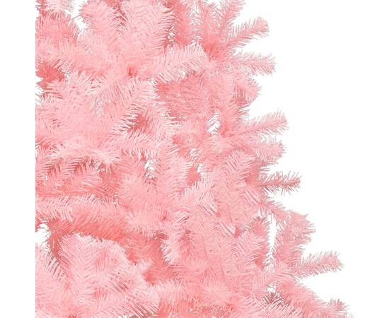 Jumătate brad de crăciun cu suport, roz, 120 cm, pvc, 7 image