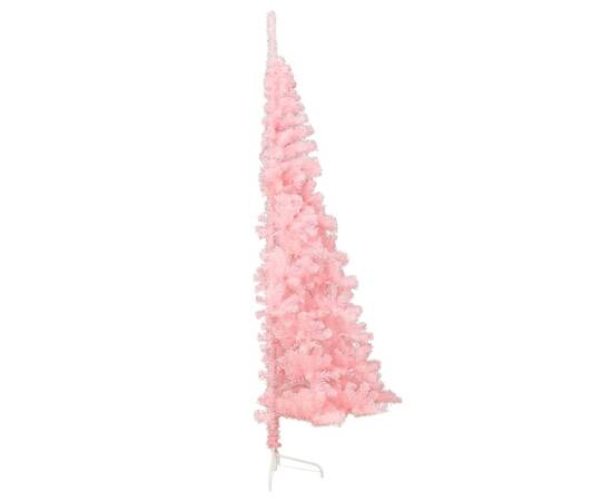 Jumătate brad de crăciun cu suport, roz, 120 cm, pvc, 5 image