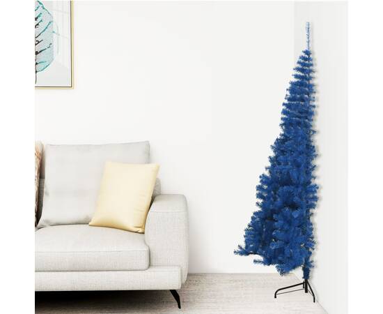 Jumătate de brad de crăciun cu suport, albastru, 150 cm, pvc