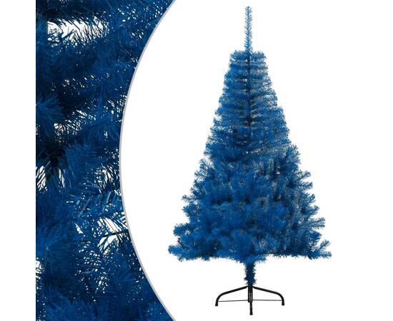 Jumătate de brad de crăciun cu suport, albastru, 150 cm, pvc, 3 image