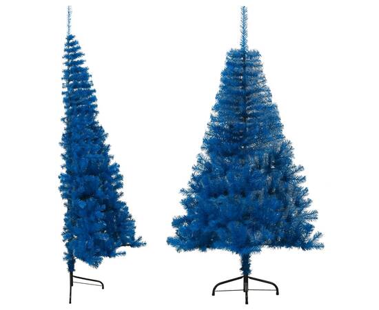 Jumătate de brad de crăciun cu suport, albastru, 150 cm, pvc, 2 image