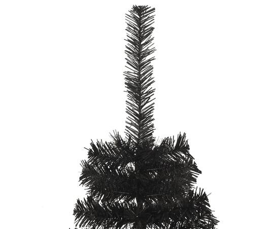 Jumătate de brad de crăciun cu suport, negru, 150 cm, pvc, 6 image