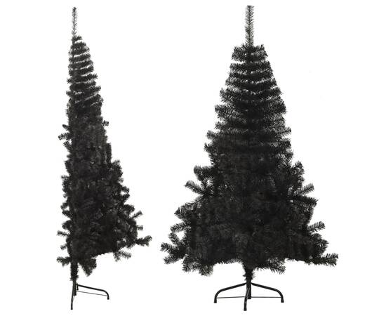 Jumătate de brad de crăciun cu suport, negru, 150 cm, pvc, 2 image