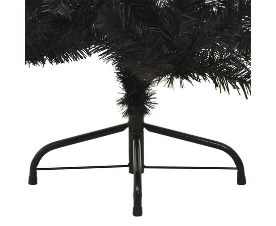 Jumătate de brad de crăciun cu suport, negru, 150 cm, pvc, 8 image