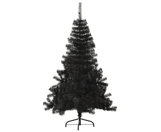 Jumătate de brad de crăciun cu suport, negru, 150 cm, pvc, 4 image