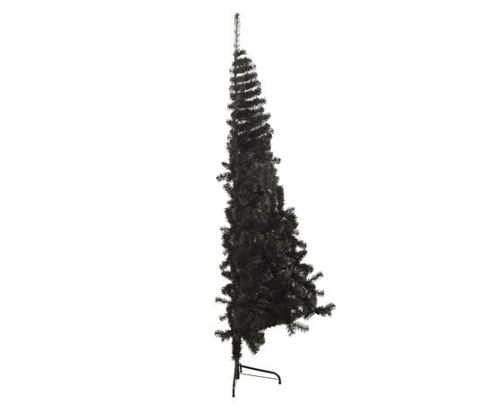 Jumătate de brad de crăciun cu suport, negru, 150 cm, pvc, 5 image