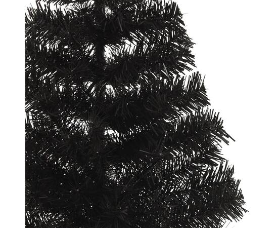 Jumătate de brad de crăciun cu suport, negru, 150 cm, pvc, 7 image
