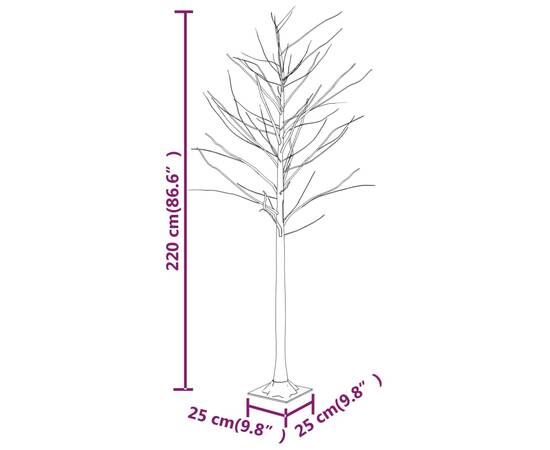 Mesteacăn cu led, alb, 128 led-uri alb calde, 220 cm, 8 image