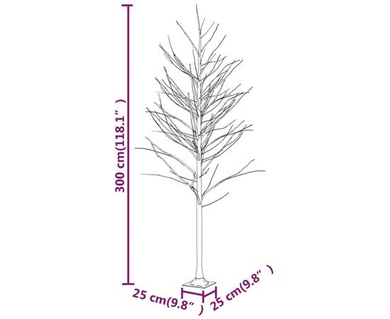 Mesteacăn cu led, alb, 240 led-uri alb calde, 300 cm, 8 image