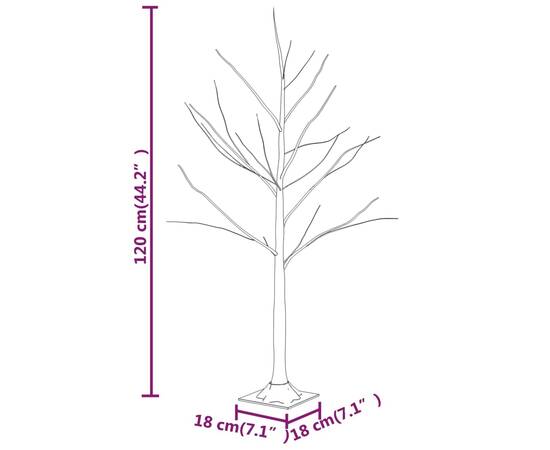 Mesteacăn cu led, alb, 48 led-uri alb calde, 120 cm, 8 image