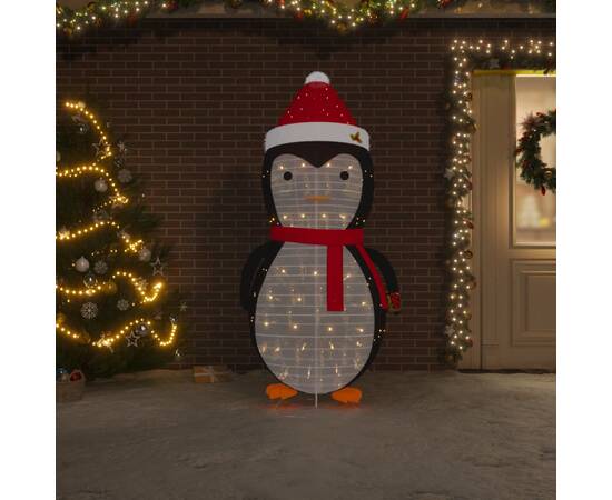 Figurină pinguin decorativă crăciun, led, 180 cm, țesătură lux