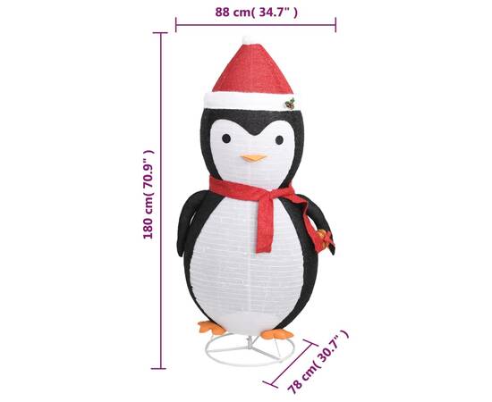 Figurină pinguin decorativă crăciun, led, 180 cm, țesătură lux, 7 image