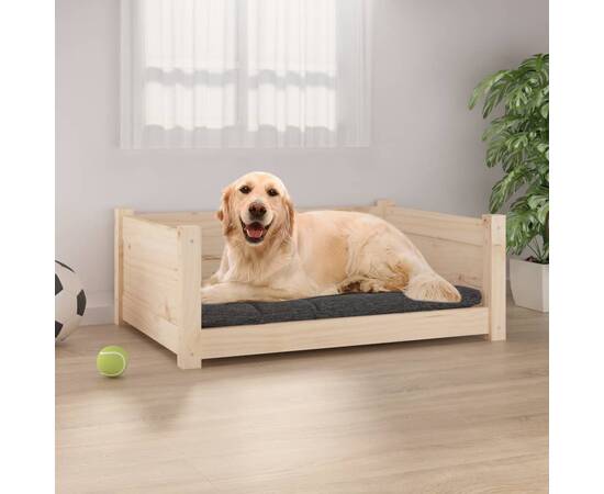 Pat pentru câini, 75,5x55,5x28 cm, lemn masiv de pin