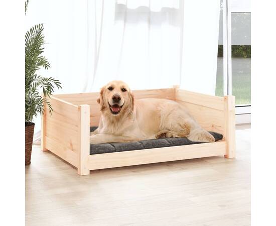Pat pentru câini, 75,5x55,5x28 cm, lemn masiv de pin, 3 image