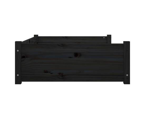 Pat pentru câini, negru, 105,5x75,5x28 cm, lemn masiv de pin, 6 image