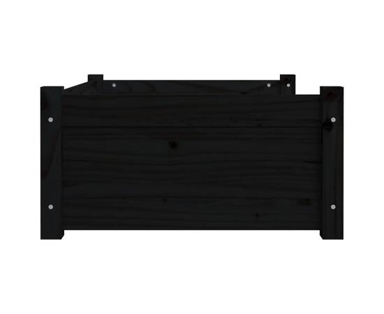 Pat pentru câini, negru, 75,5x55,5x28 cm, lemn masiv de pin, 6 image