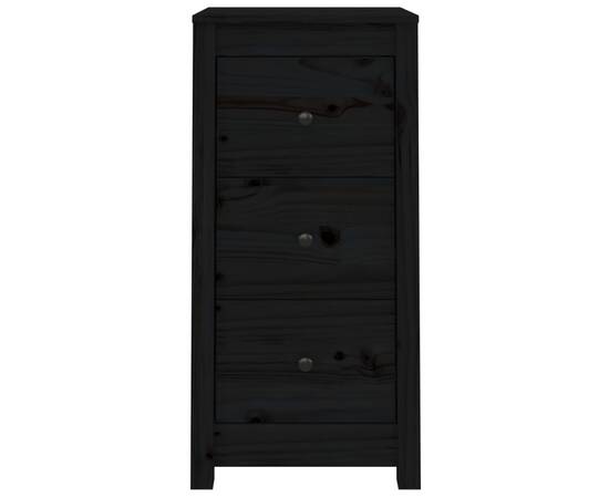 Servantă, negru, 40x35x80 cm, lemn masiv de pin, 5 image