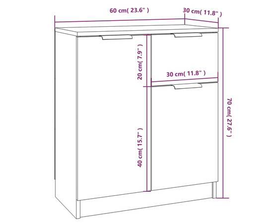 Servante, 2 buc., alb, 60x30x70 cm, lemn prelucrat, 10 image