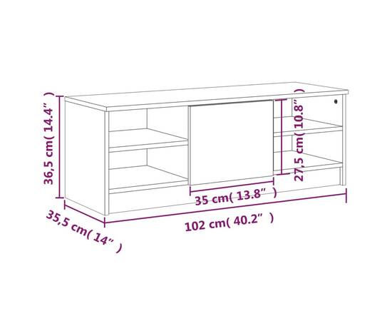 Comodă tv, stejar maro, 102x35,5x36,5 cm, lemn compozit, 9 image