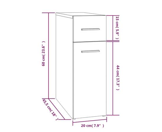 Dulap de farmacie stejar maro 20x45,5x60 cm lemn compozit, 7 image