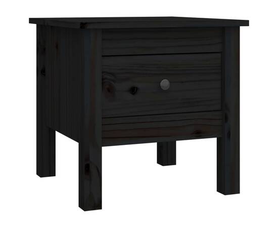 Masă laterală, negru, 40x40x39 cm, lemn masiv de pin, 2 image