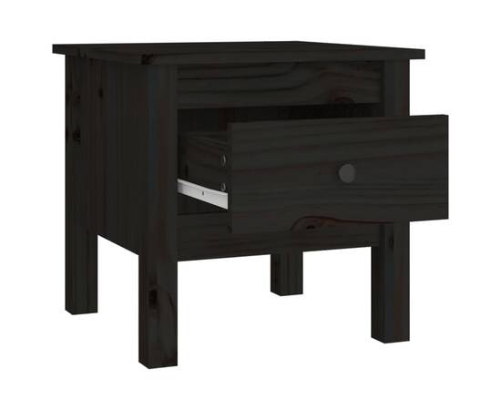 Masă laterală, negru, 40x40x39 cm, lemn masiv de pin, 7 image