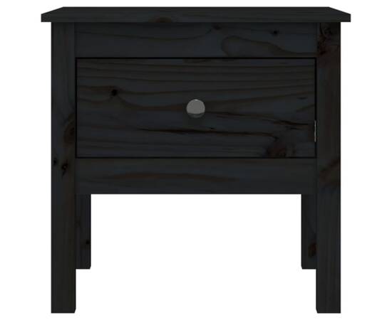 Mese laterale, 2 buc., negru, 50x50x49 cm, lemn masiv de pin, 6 image