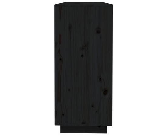 Servantă, negru, 110,5x35x80 cm, lemn masiv de pin, 7 image