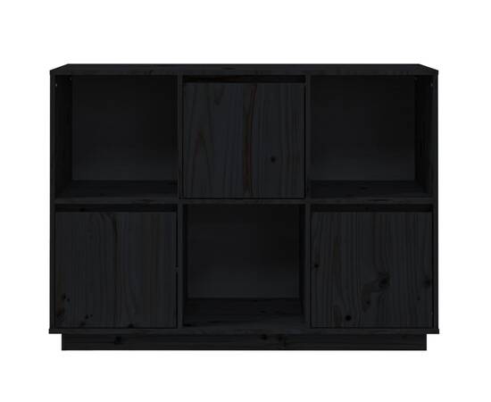 Servantă, negru, 110,5x35x80 cm, lemn masiv de pin, 6 image