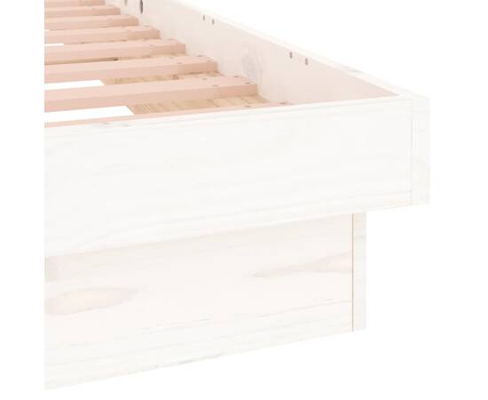 Cadru de pat cu led, alb, 100x200 cm, lemn masiv, 9 image