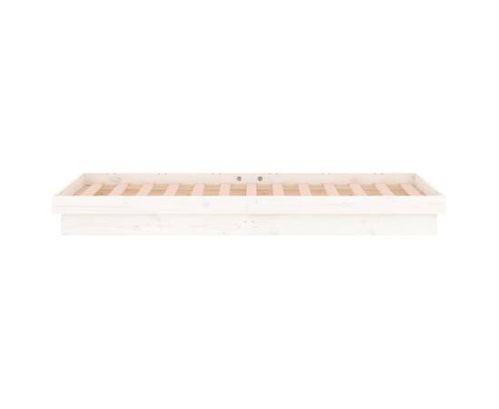 Cadru de pat cu led, alb, 100x200 cm, lemn masiv, 8 image