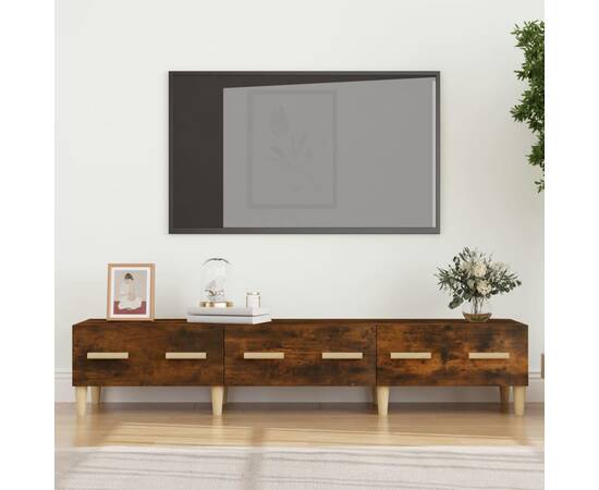 Comodă tv, stejar fumuriu, 150x34,5x30 cm, lemn compozit