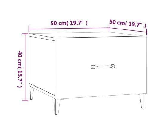 Măsuțe cafea picioare metalice 2 buc stejar fumuriu 50x50x40 cm, 10 image