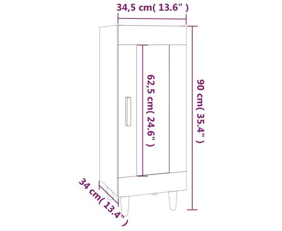 Servantă, stejar fumuriu, 34,5x34x90 cm, lemn compozit, 10 image