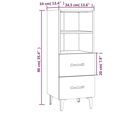 Servantă, stejar maro, 34,5x34x90 cm, lemn compozit, 8 image