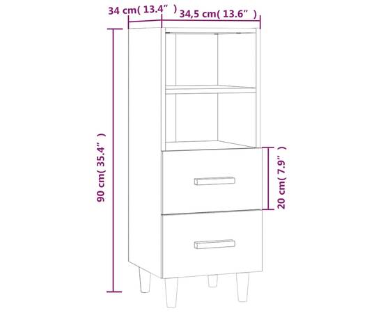 Servantă, stejar maro, 34,5x34x90 cm, lemn compozit, 8 image