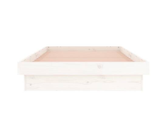 Cadru de pat cu led, mic single 2ft6, alb, 75x190 cm lemn masiv, 7 image