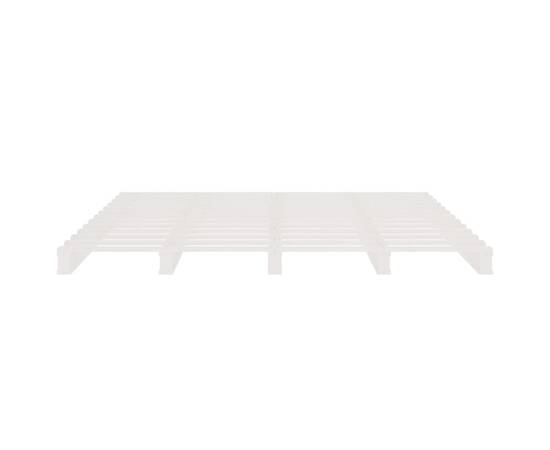 Cadru de pat dublu 4ft6, alb, 135x190 cm, lemn masiv de pin, 5 image