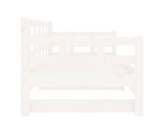 Pat de zi extensibil, alb, 2x(80x200) cm, lemn masiv de pin, 7 image