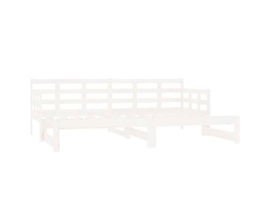 Pat de zi extensibil, alb, 2x(80x200) cm, lemn masiv de pin, 8 image