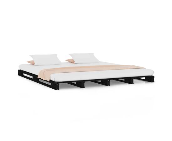 Cadru de pat, negru, 140x190 cm, lemn masiv de pin, 2 image